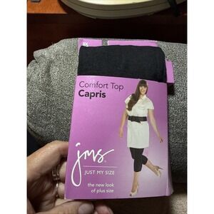 Just My Size JMS Comfort Top Capris Hosiery 3X Black 1 Pair New